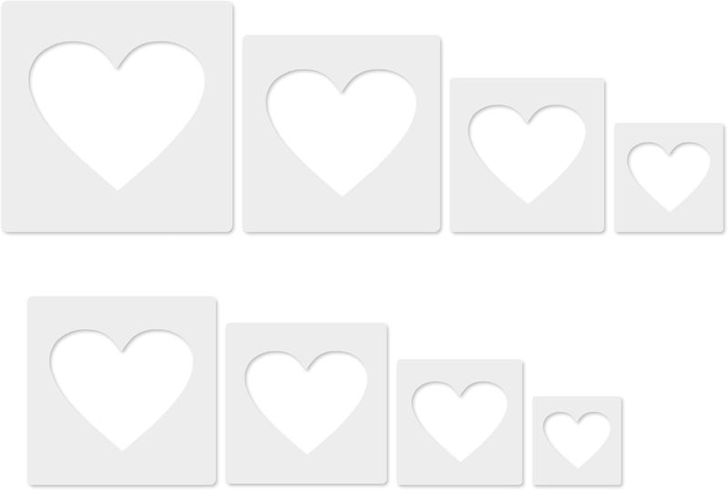 krastmon 8-Piece Heart Stencil Set - Large to Small Sizes, Ideal for Spray Painting & Fabric Wall Art - Image 1